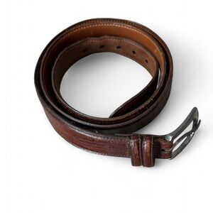 Vintage Trafalger Burma Lizard Grain Brown Leather Belt